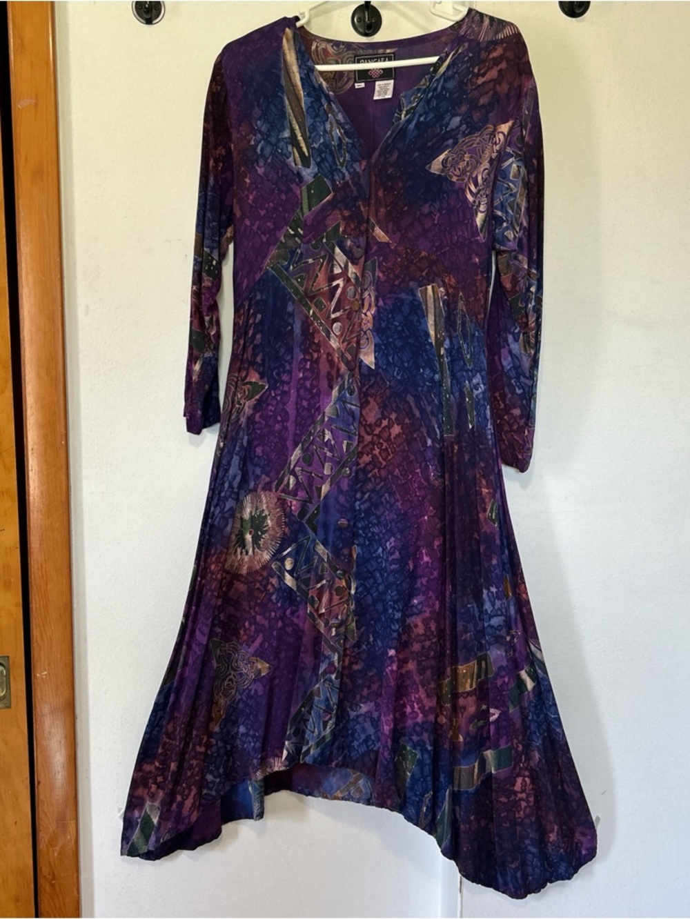 Pangea Elegant long dress fitted waist and flare bottom